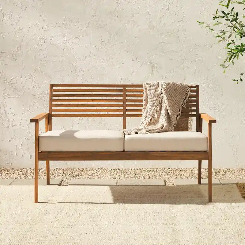 Middlebrook Slat-Back Solid Wood Patio Love Seat