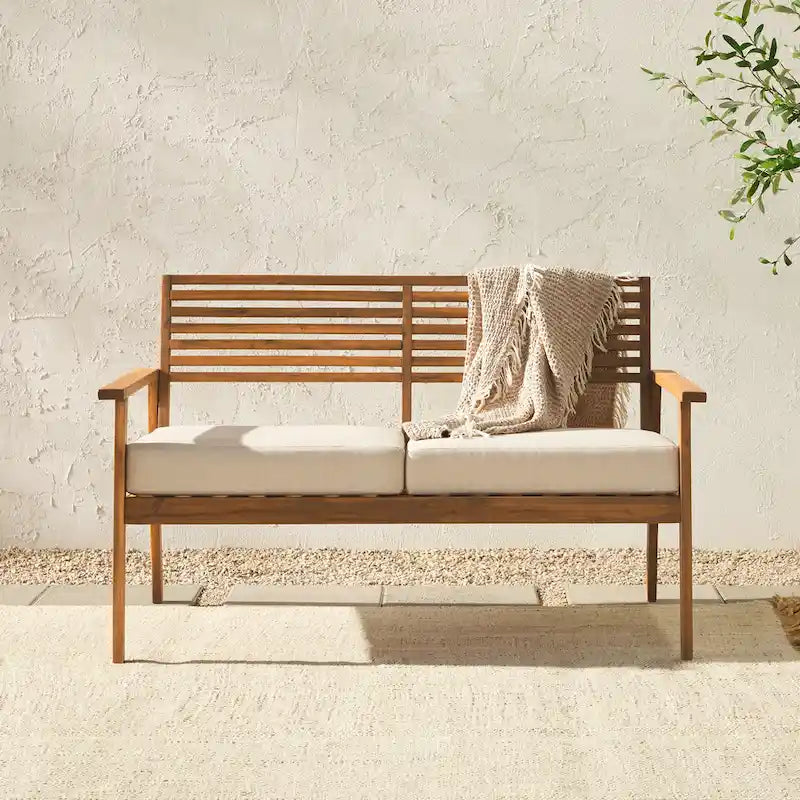 Middlebrook Slat-Back Solid Wood Patio Love Seat