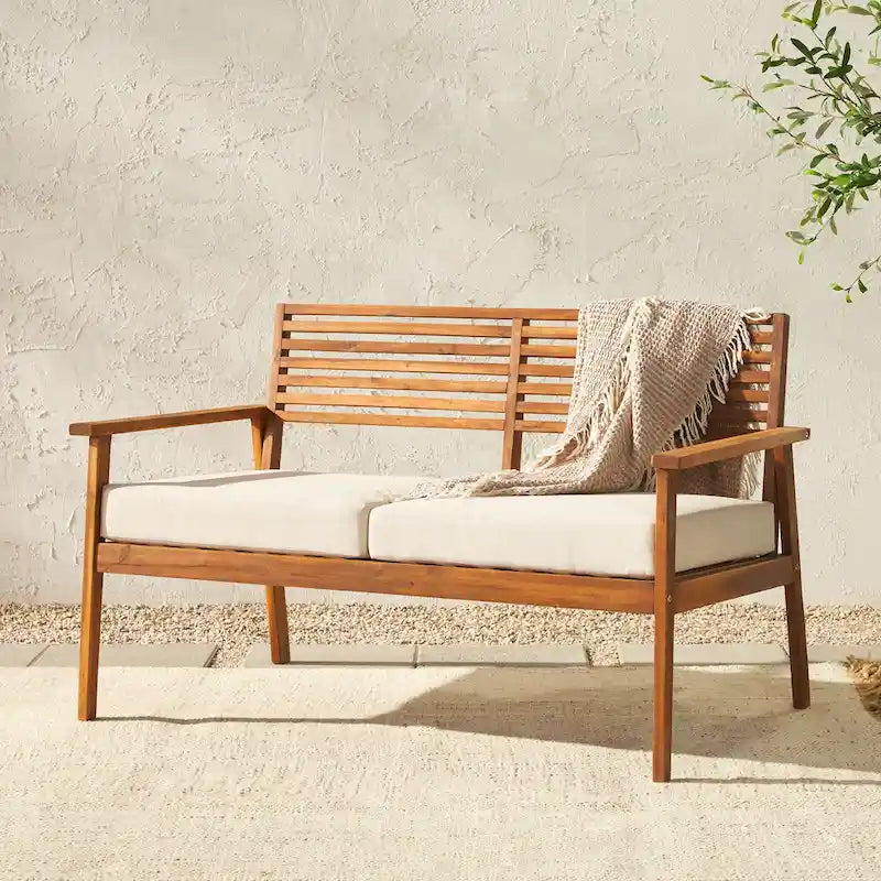 Middlebrook Slat-Back Solid Wood Patio Love Seat