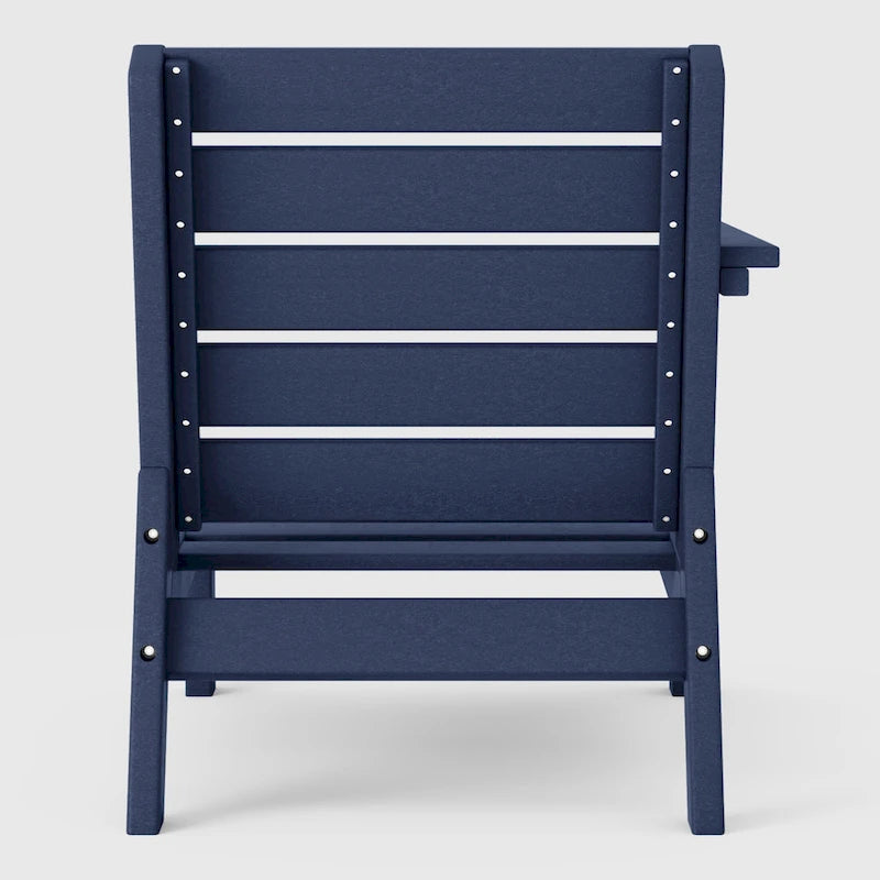 Polytrends Birchwood All Weather HDPE Outdoor Patio Deep Seating Navy Blue Left Arm Facing Chair With Cushions (1-Piece)