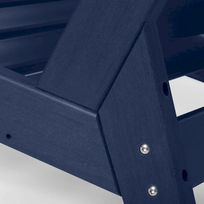 Polytrends Birchwood All Weather HDPE Outdoor Patio Deep Seating Navy Blue Left Arm Facing Chair With Cushions (1-Piece)