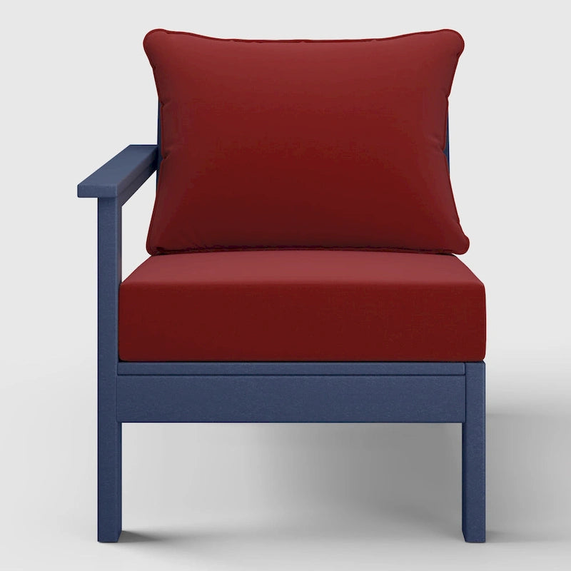 Polytrends Birchwood All Weather HDPE Outdoor Patio Deep Seating Navy Blue Left Arm Facing Chair With Cushions (1-Piece)