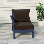 Polytrends Birchwood All Weather HDPE Outdoor Patio Deep Seating Navy Blue Left Arm Facing Chair With Cushions (1-Piece)
