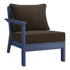 Polytrends Birchwood All Weather HDPE Outdoor Patio Deep Seating Navy Blue Left Arm Facing Chair With Cushions (1-Piece)