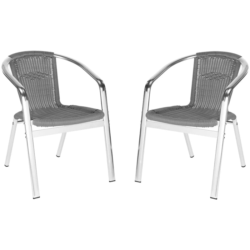 SAFAVIEH Wrangell Grey Indoor/Outdoor Stackable Chairs (Set of 2) - 22    W x 23    D x 28    H