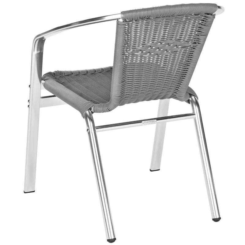 SAFAVIEH Wrangell Grey Indoor/Outdoor Stackable Chairs (Set of 2) - 22    W x 23    D x 28    H