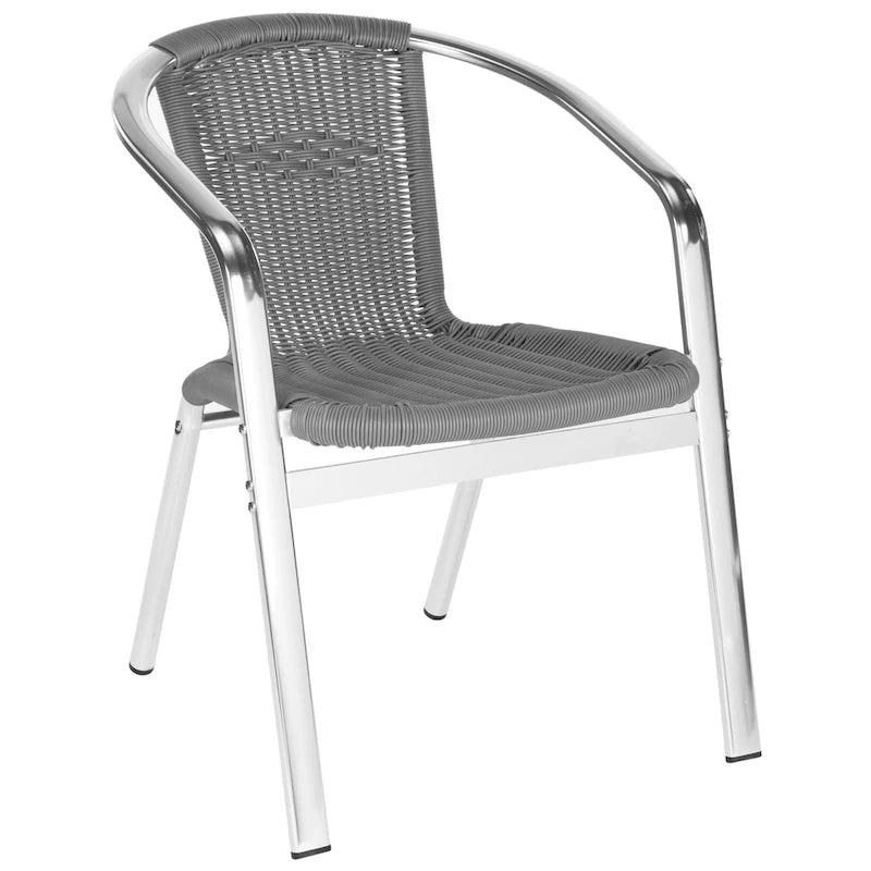 SAFAVIEH Wrangell Grey Indoor/Outdoor Stackable Chairs (Set of 2) - 22    W x 23    D x 28    H