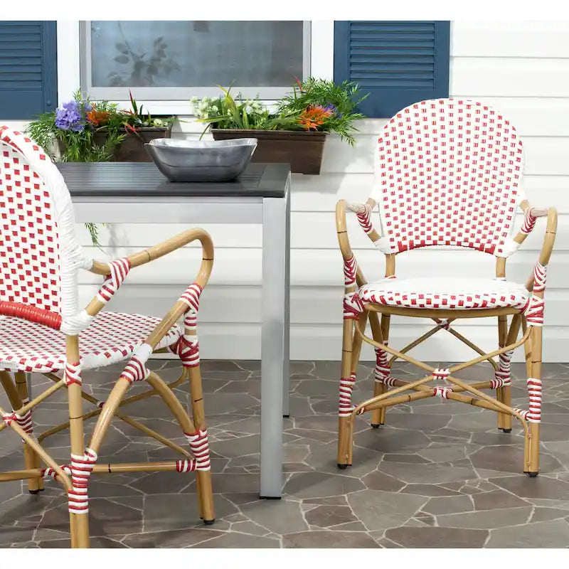 SAFAVIEH Hooper Blue/White Indoor Outdoor Arm Chair (Set of 2) - 21    W x 22    D x 35    H
