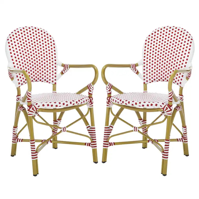 SAFAVIEH Hooper Blue/White Indoor Outdoor Arm Chair (Set of 2) - 21    W x 22    D x 35    H