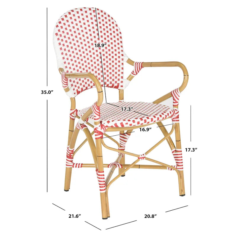 SAFAVIEH Hooper Blue/White Indoor Outdoor Arm Chair (Set of 2) - 21    W x 22    D x 35    H