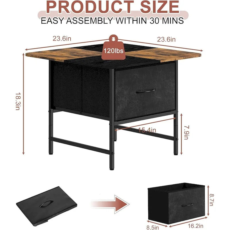 Square Farmhouse Coffee Table w/2 Drawers for Small Spaces