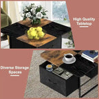 Square Farmhouse Coffee Table w/2 Drawers for Small Spaces