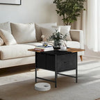 Square Farmhouse Coffee Table w/2 Drawers for Small Spaces