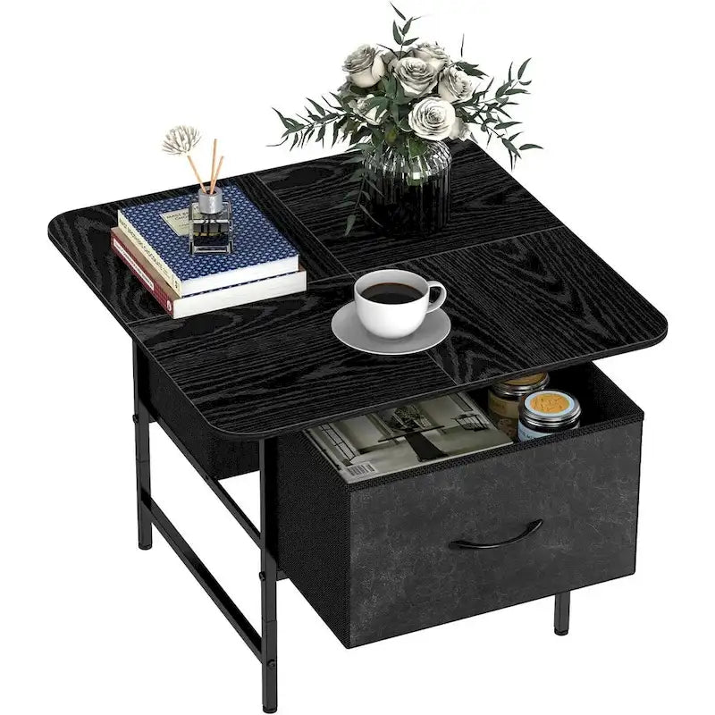 Square Farmhouse Coffee Table w/2 Drawers for Small Spaces