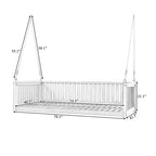 Patio Minimalist Twin Size Garden Swing Bed Wood Porch Swing with Ropes for Backyard, Safe Sloped Design