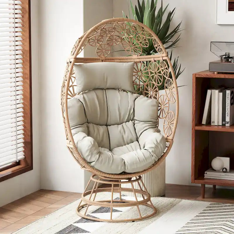 Christopher Knight Home - Lenola Outdoor Wicker Swivel Egg Chair