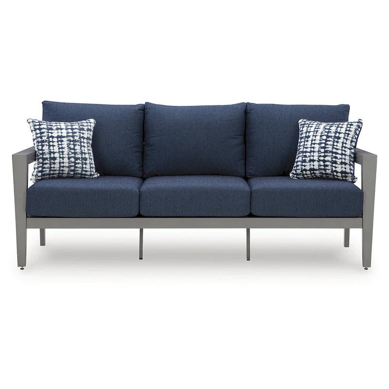 Signature Design by Ashley Gali Gray/Blue Outdoor Sofa/Chairs/Table Set (Set of 4) - 78.25     W x 33.25     D x 36.25     H