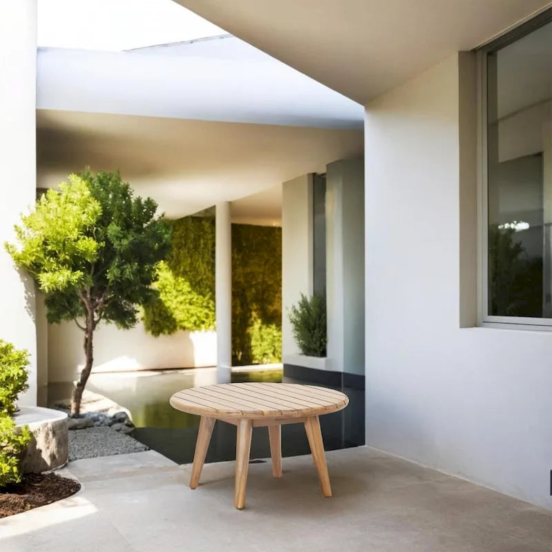 Outdoor Acacia Wood Sofa Set with Removable Waterproof Cushions for Patio