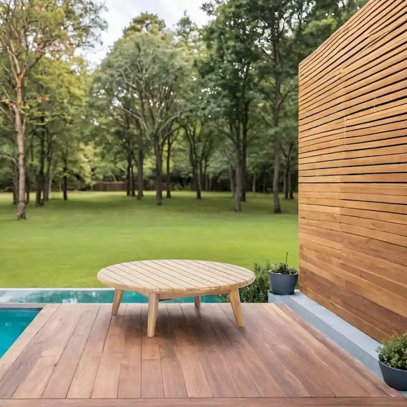 Outdoor Acacia Wood Sofa Set with Removable Waterproof Cushions for Patio