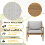 Outdoor Acacia Wood Sofa Set with Removable Waterproof Cushions for Patio