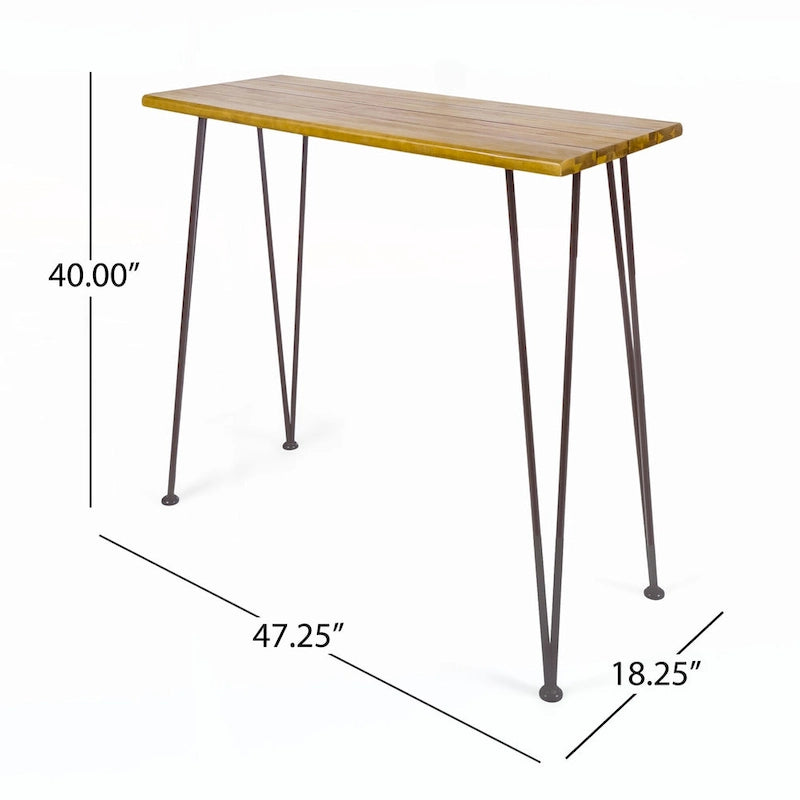 Outdoor INDUSTRIAL WOOD AND METAL BAR TABLE