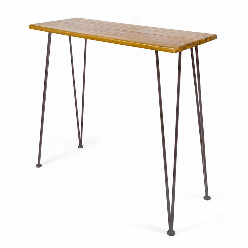 Outdoor INDUSTRIAL WOOD AND METAL BAR TABLE