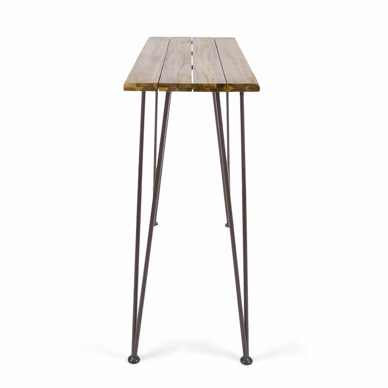 Outdoor INDUSTRIAL WOOD AND METAL BAR TABLE