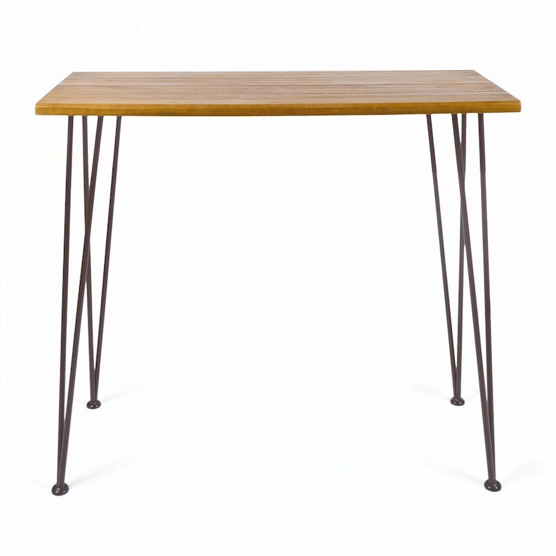 Outdoor INDUSTRIAL WOOD AND METAL BAR TABLE