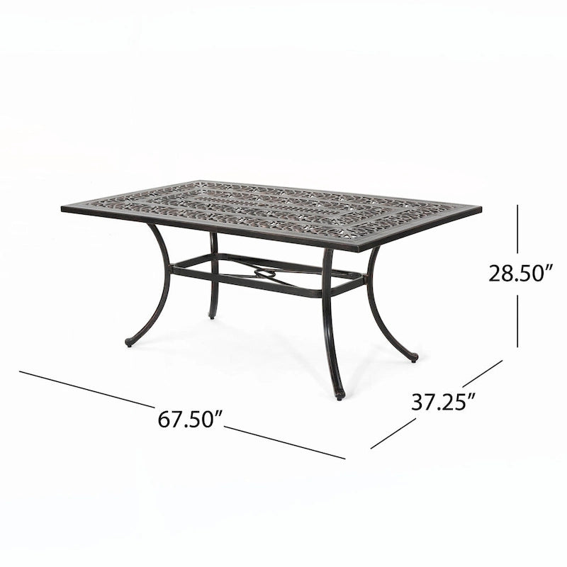 Outdoor Rectangular Cast Aluminum Dining Table