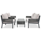 4-Piece Outdoor Patio Rope Conversation Sofa Set with Tempered Glass Table