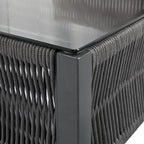 4-Piece Outdoor Patio Rope Conversation Sofa Set with Tempered Glass Table