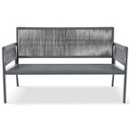 4-Piece Outdoor Patio Rope Conversation Sofa Set with Tempered Glass Table
