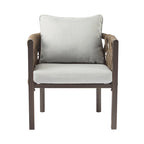 Roomfitters Set of 2 Outdoor Metal Patio Club Chairs with Cushions, Deep Seating Garden Furniture with Arms, Brown+Gray