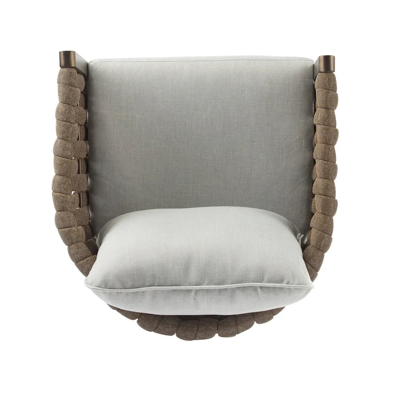 Roomfitters Set of 2 Outdoor Metal Patio Club Chairs with Cushions, Deep Seating Garden Furniture with Arms, Brown+Gray