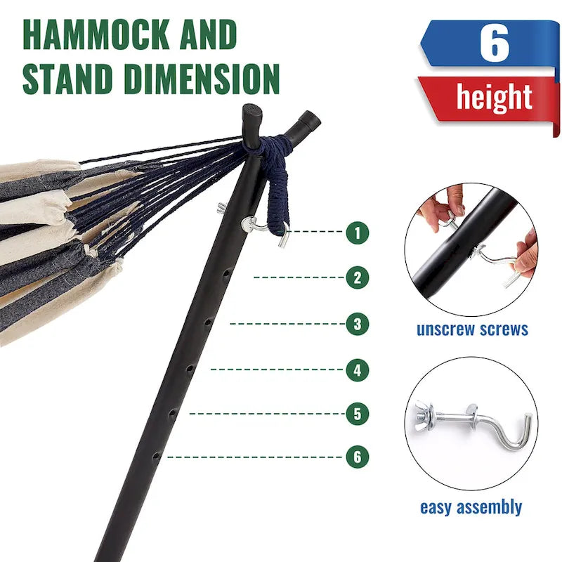 EchoSmile 6.5 ft. Hammock Bed with Detachable Stand