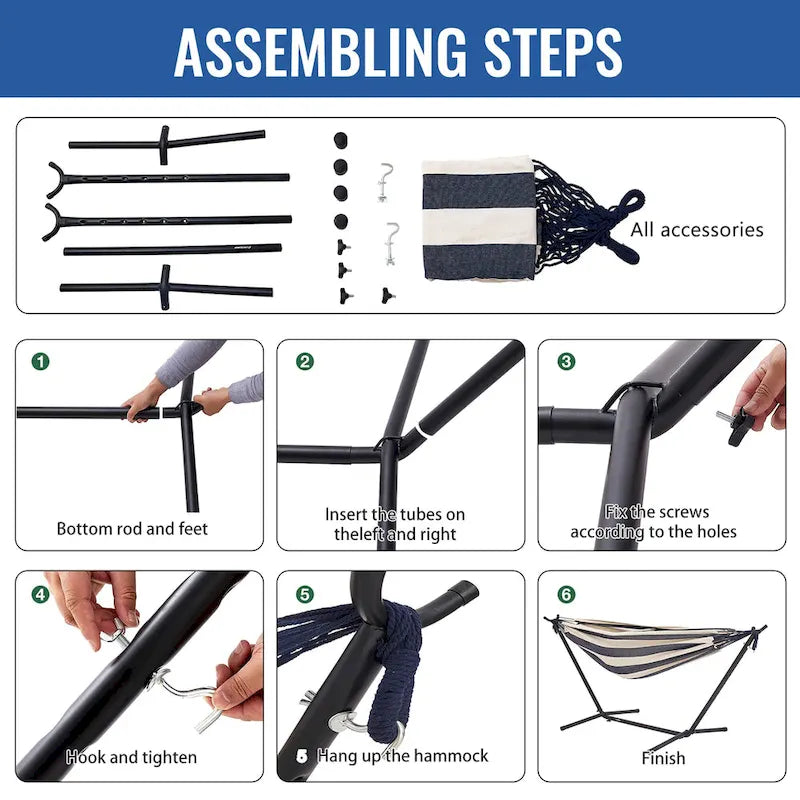 EchoSmile 6.5 ft. Hammock Bed with Detachable Stand