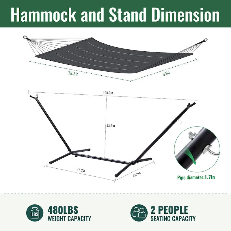 EchoSmile 6.5 ft. Hammock Bed with Detachable Stand