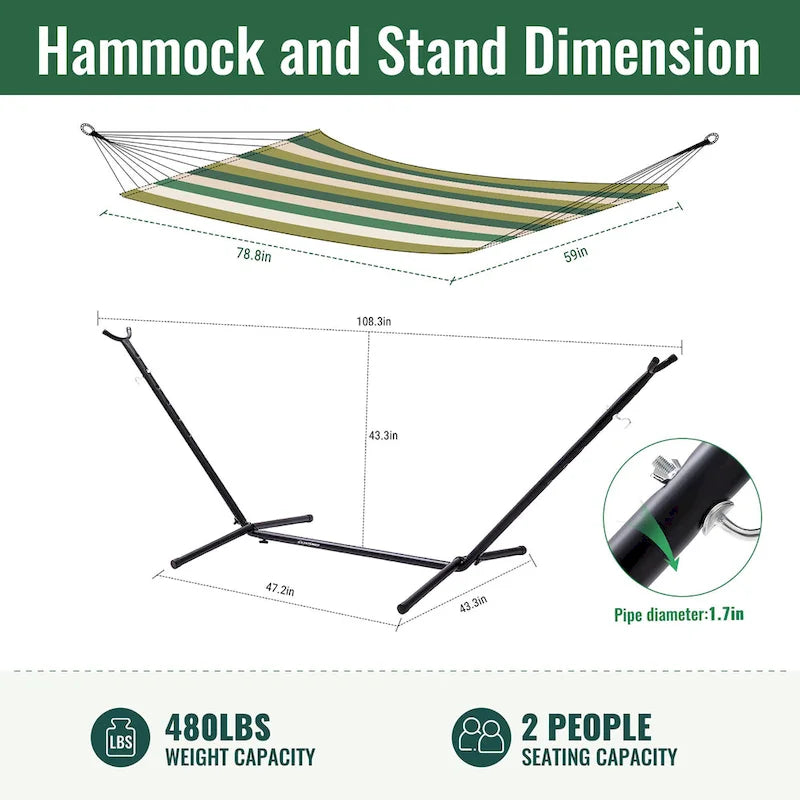 EchoSmile 6.5 ft. Hammock Bed with Detachable Stand