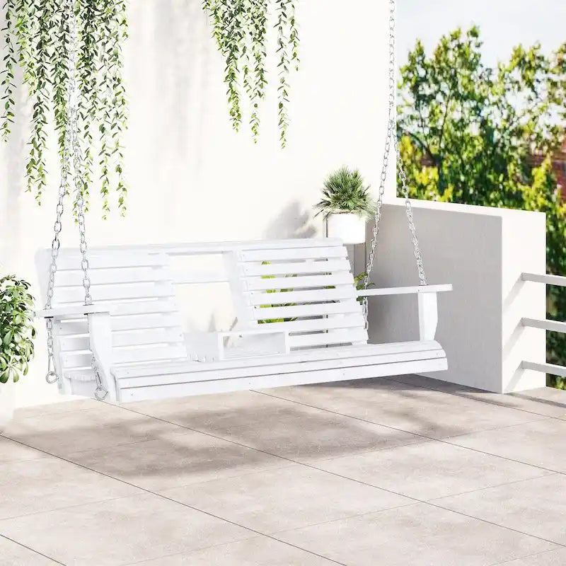 Patio Swing Bench with Folding Coffee Table