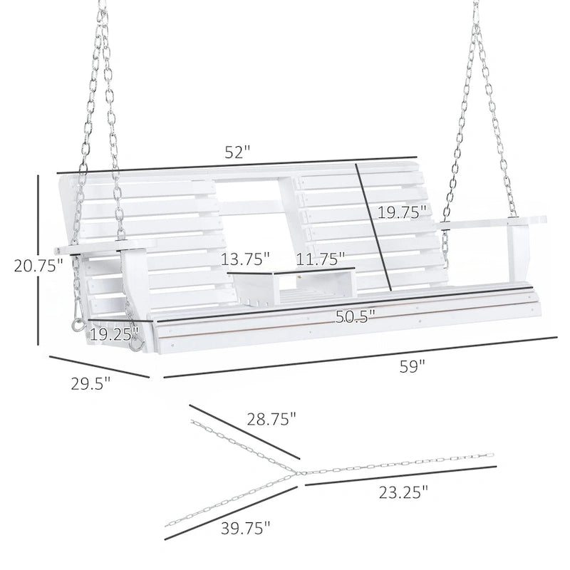Patio Swing Bench with Folding Coffee Table