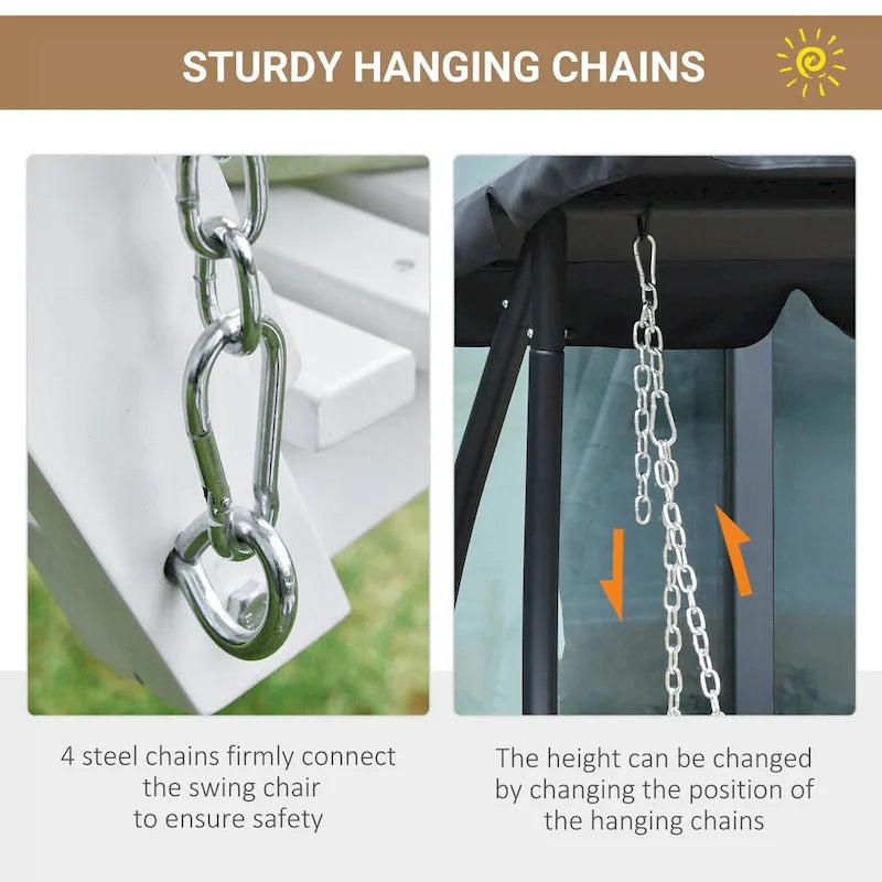 Patio Swing Bench with Folding Coffee Table