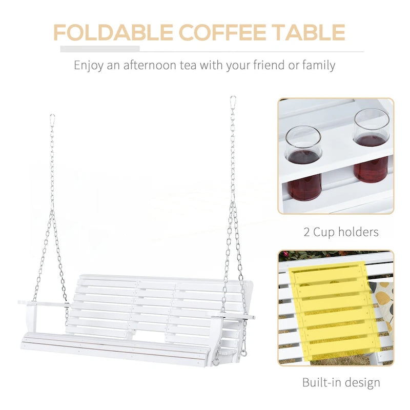 Patio Swing Bench with Folding Coffee Table