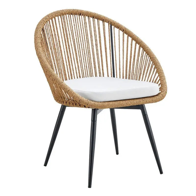 Modern 3-Piece Outdoor Set ¨C 17.7     Spill-Proof Round Coffee Table & 2 Rattan Swivel Chairs for Patio Tea Time?