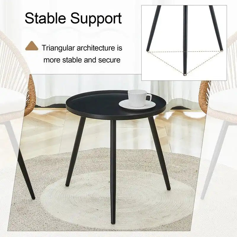 Modern 3-Piece Outdoor Set ¨C 17.7     Spill-Proof Round Coffee Table & 2 Rattan Swivel Chairs for Patio Tea Time?