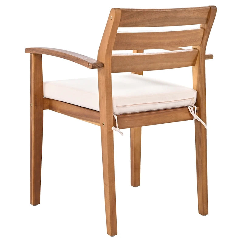 7-Piece Outdoor Patio Acacia Wood Dining Set with Removable Cushions and Bench