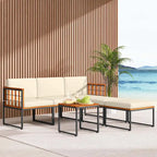 Costway 6 PCS Acacia Wood Patio Furniture Set Outdoor Sectional - See Details