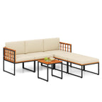 Costway 6 PCS Acacia Wood Patio Furniture Set Outdoor Sectional - See Details