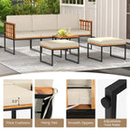 Costway 6 PCS Acacia Wood Patio Furniture Set Outdoor Sectional - See Details