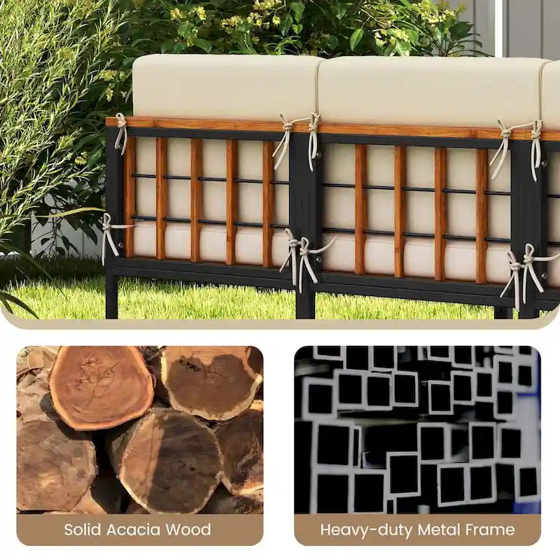 Costway 6 PCS Acacia Wood Patio Furniture Set Outdoor Sectional - See Details