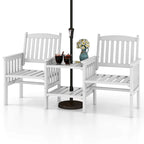 Costway Outdoor Fir Wood Loveseat with 2-Tier Side Table and 1.96     - See Details